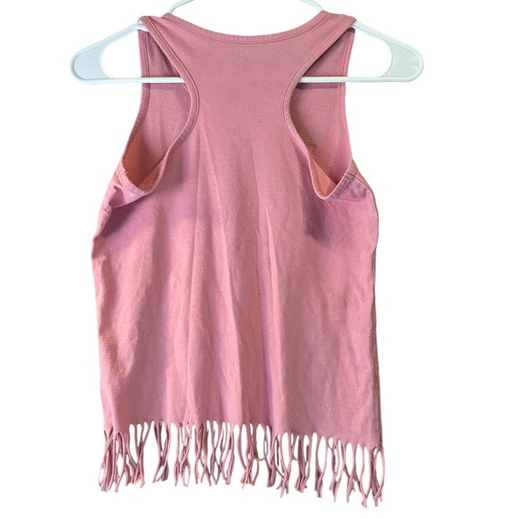 🦩5/$30🦩 Pink, Gold and Glitter!! Girls Tank Top with Fringe Hem - Picture 2 of 3